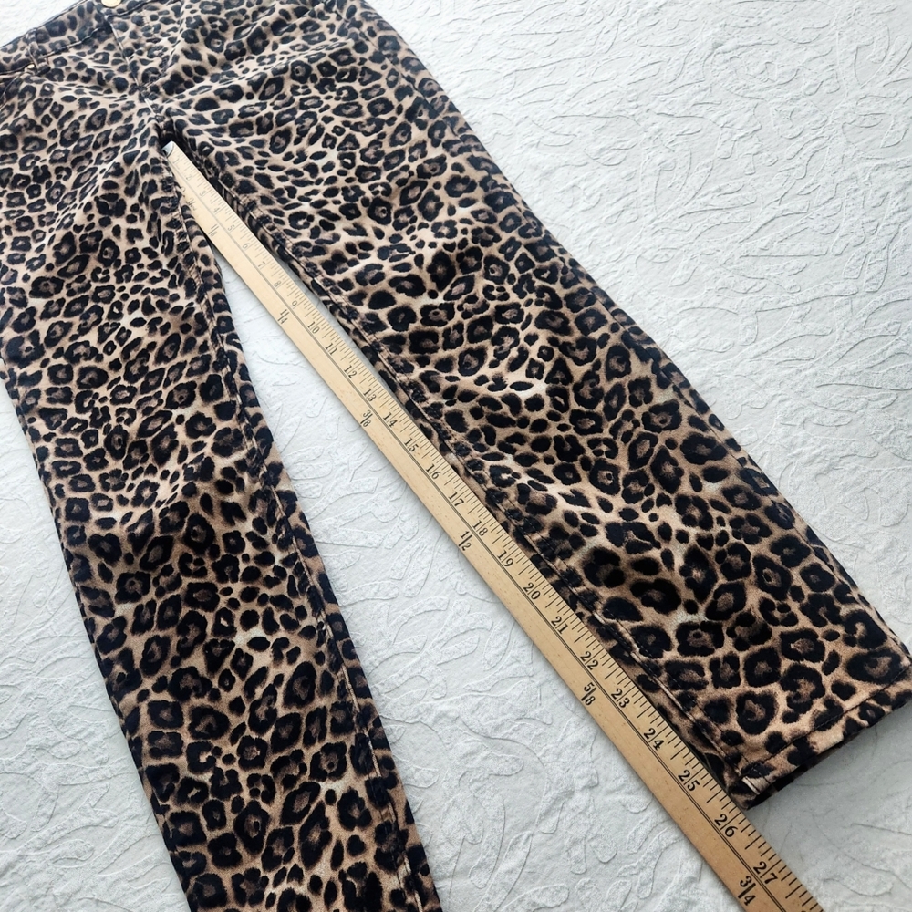 WHBM Sculpting High Waist Ankle Pants With Stretch, Brown & Black Leopard Size 0 - Picture 10 of 15